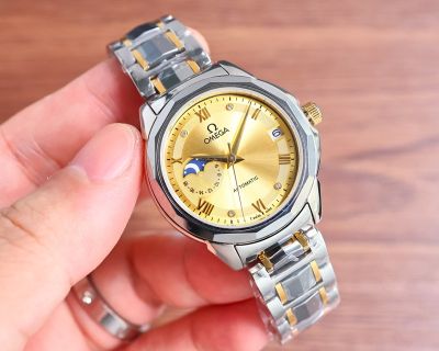 Omega 8217 Movement Stainless Steel 32*11MM Sapphire Glass Gold Dial Lady Watch